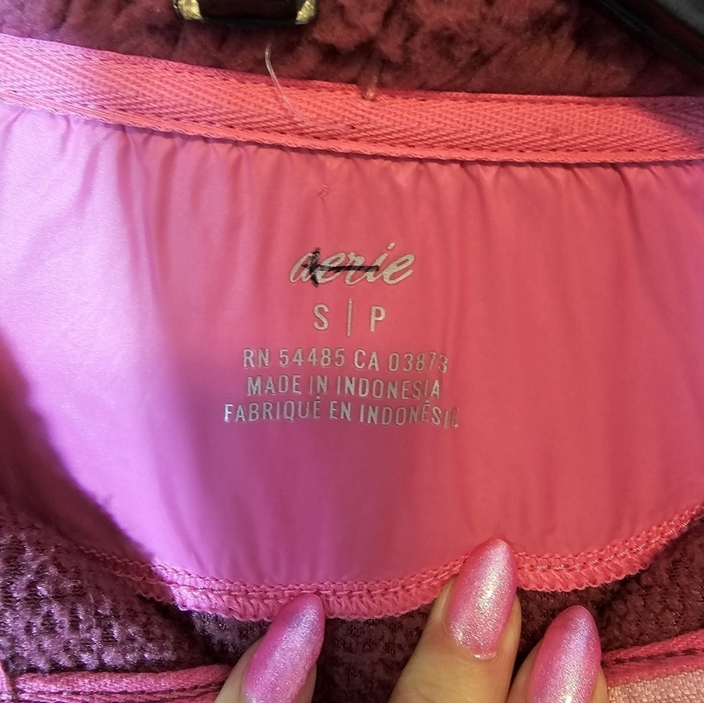 aerie Women's Pink Sherpa Fleece Jacket Size Small / Petite - Picture 2 of 8